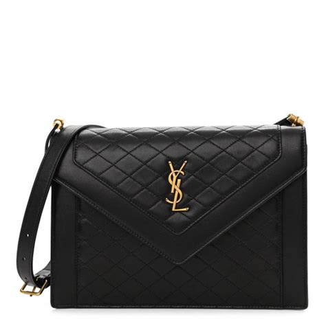 SAINT LAURENT Lambskin Quilted Mini Gaby Satchel Black 